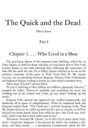 [Ellery Queen Detective 17] • The Quick and the Dead